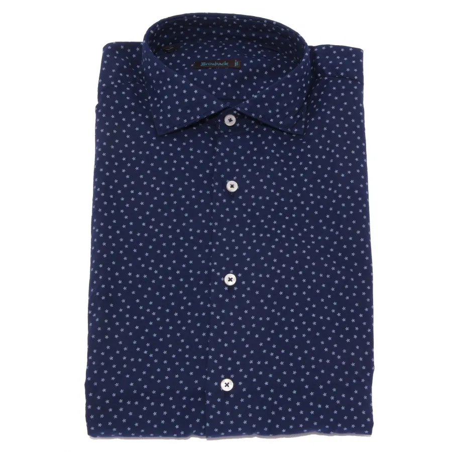 1625X camicia uomo BROUBACK blue cotton shirt man