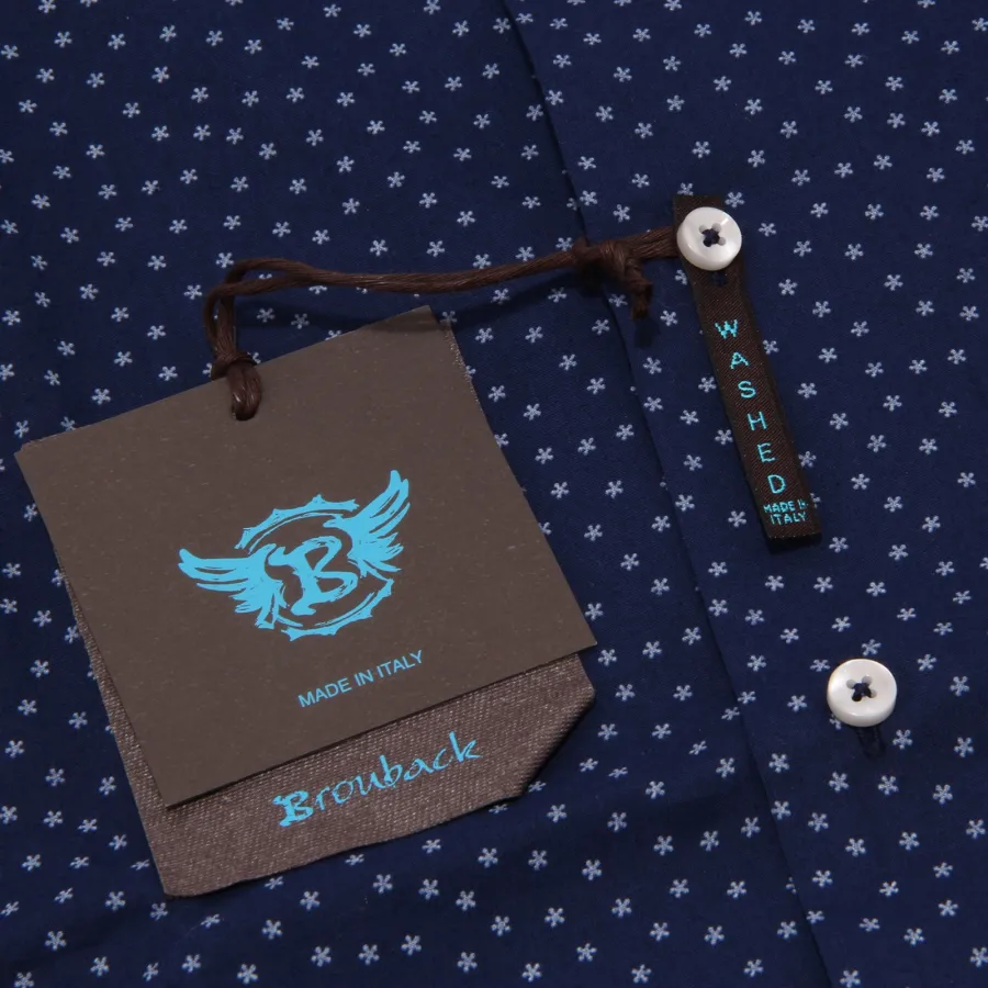 1625X camicia uomo BROUBACK blue cotton shirt man