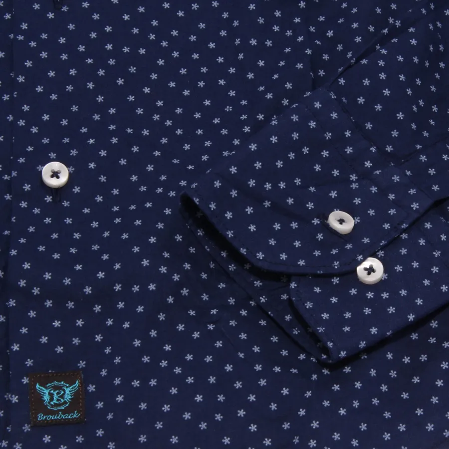 1625X camicia uomo BROUBACK blue cotton shirt man