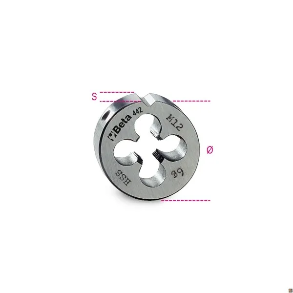 442 - FILIERE TONDE PASSO GROSSO IN ACCIAIO HSS - 16 BETA UTENSILI 004420016