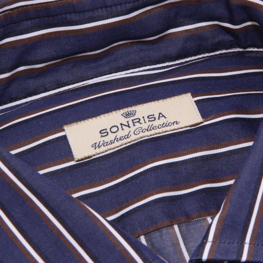 7310W camicia uomo SONRISA WASHED COLLECTION blue/white/brown shirt cotton men