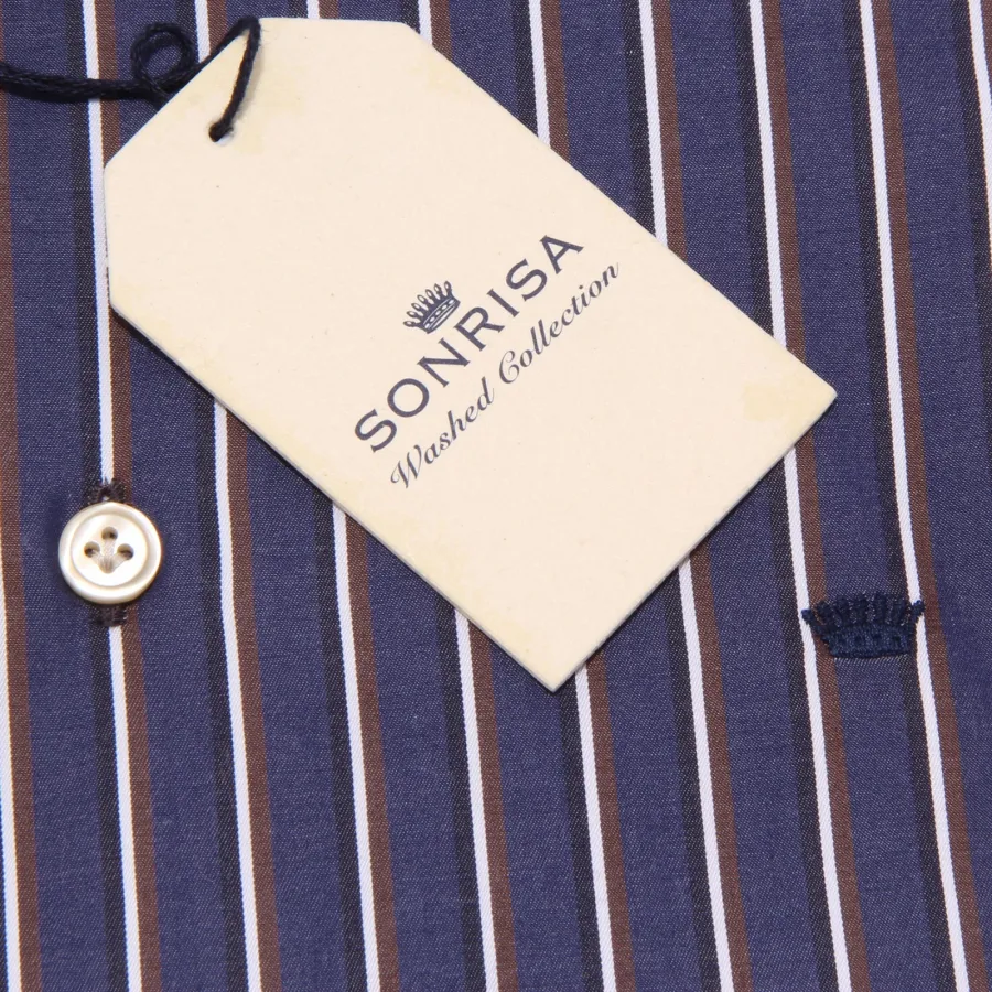 7310W camicia uomo SONRISA WASHED COLLECTION blue/white/brown shirt cotton men