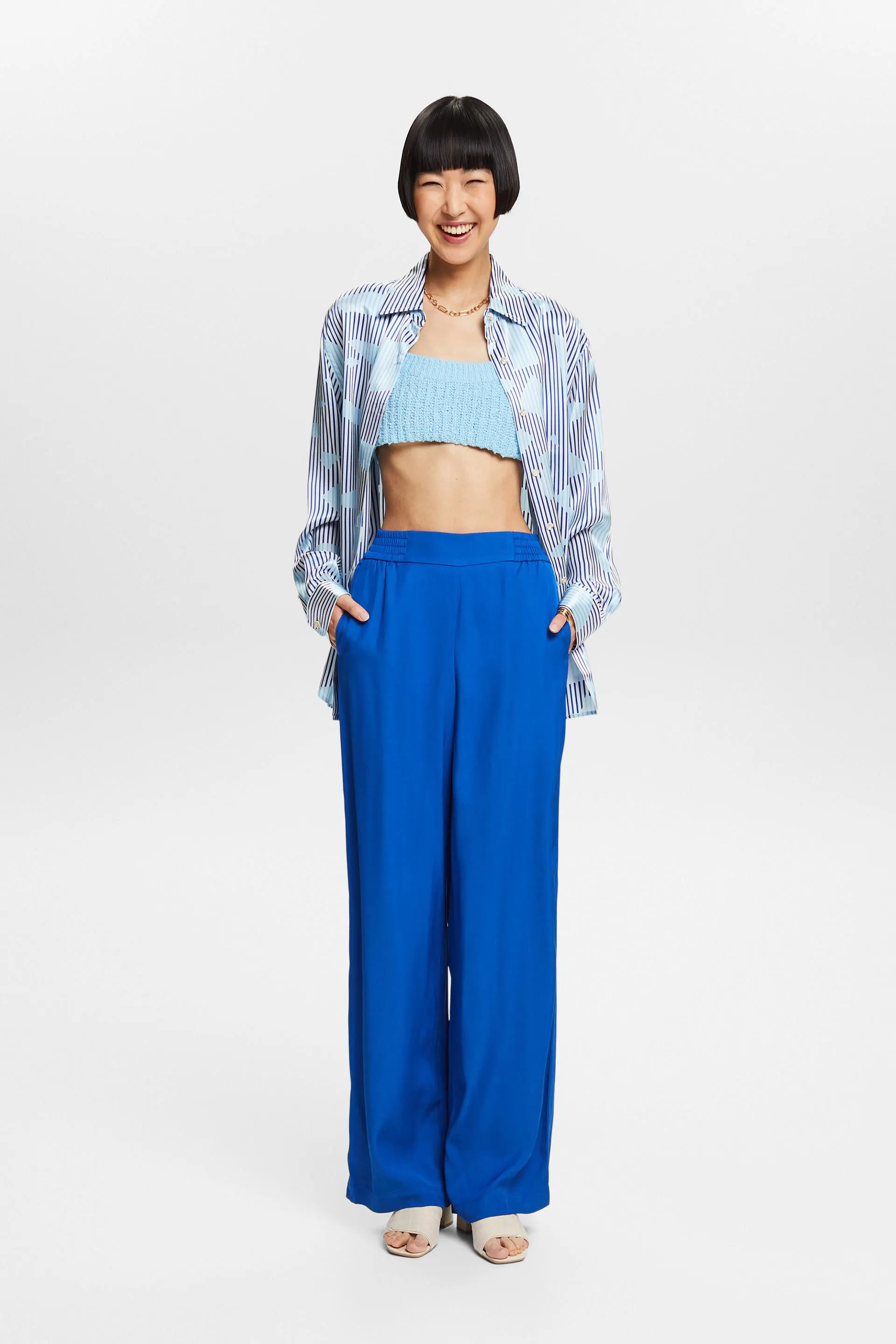 Ampi pantaloni da infilare in twill