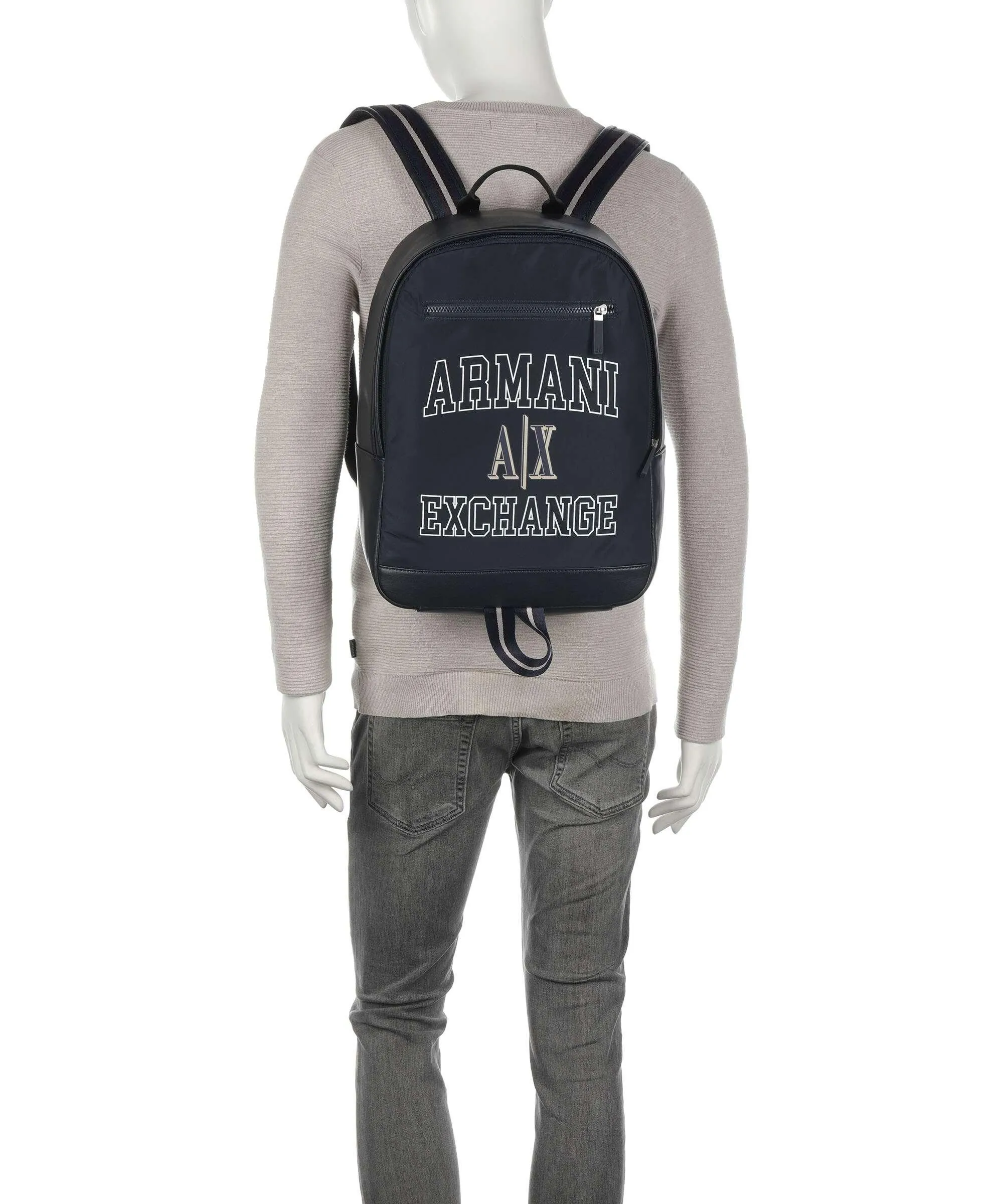  Armani Exchange Zaino 15″ poliestere, pelle sintetica blu scuro  