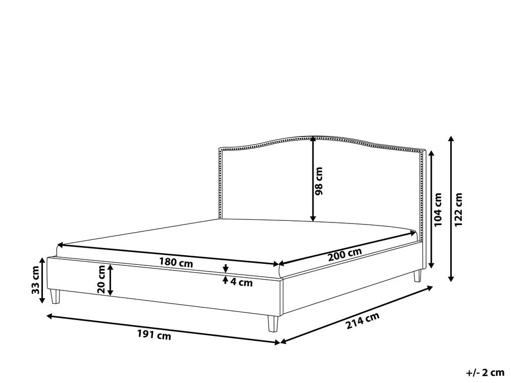 Bed Fabric MONTPELLIER 180 x 200 cm (EU Super King) LED White