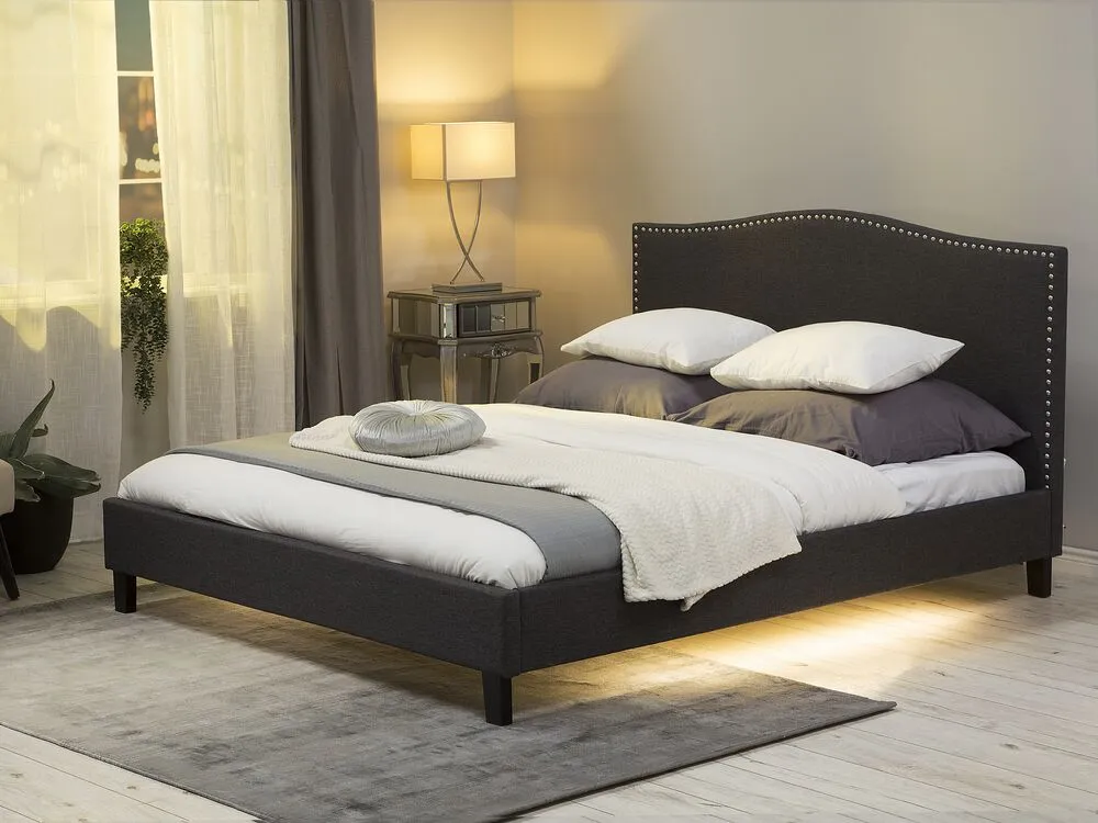 Bed Fabric MONTPELLIER 180 x 200 cm (EU Super King) LED White