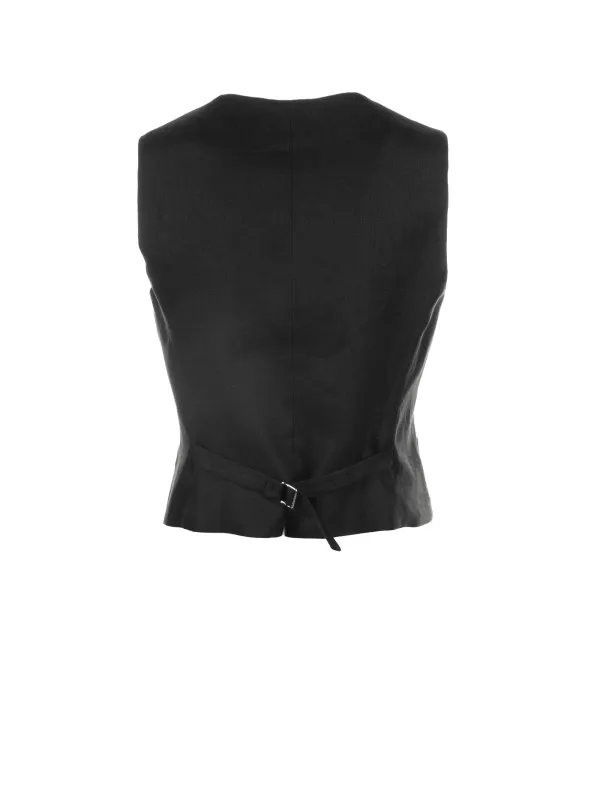 Black linen vest