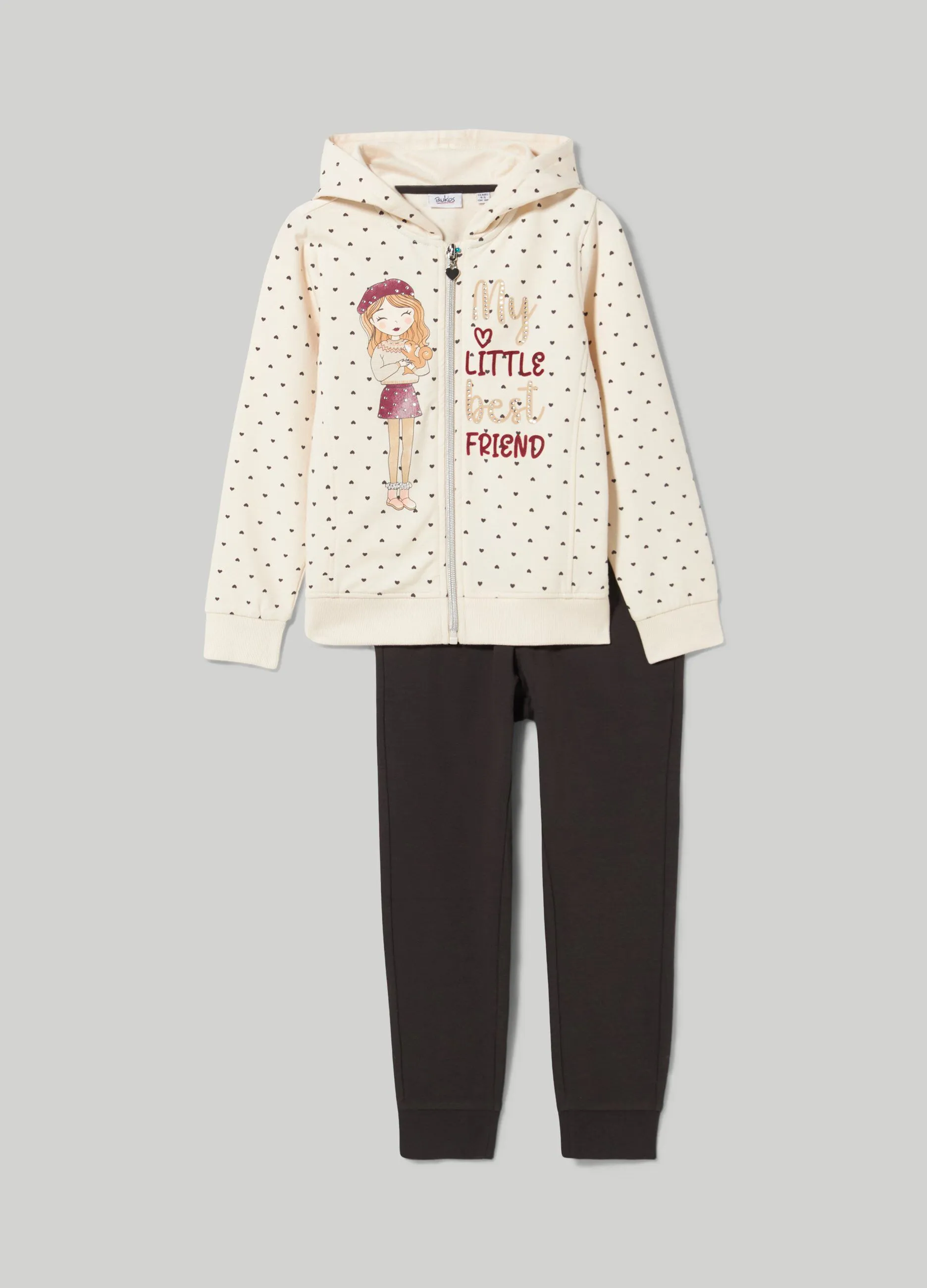 BLUKIDS  Jogging set in felpa di cotone stretch bambina