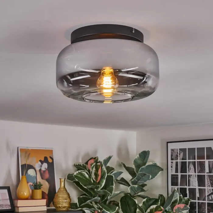 Boza Plafoniera, Lampada a sfera Cromo, Chiaro, Grigio fumo, 1-Luce