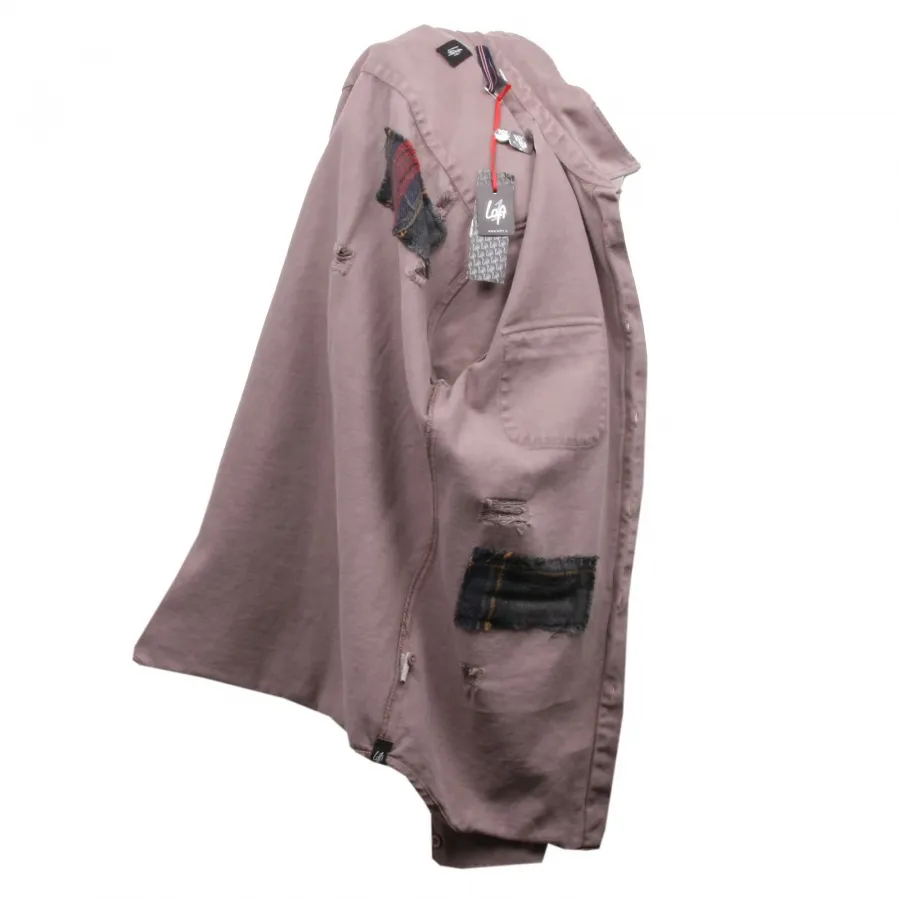 C3118  camicia uomo LOFT 1 manica lunga marrone chiaro shirt men