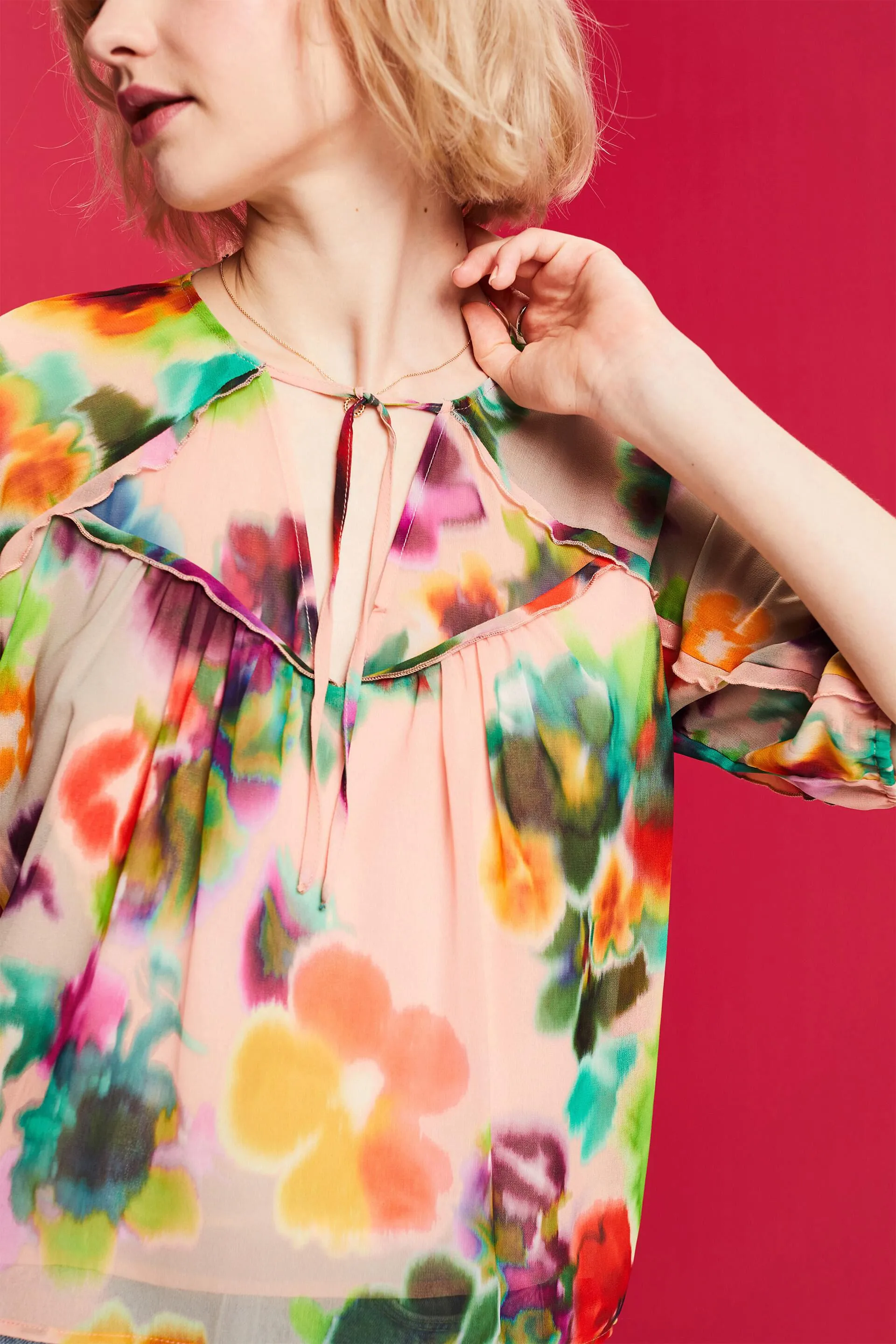 Camicetta in chiffon con stampa floreale