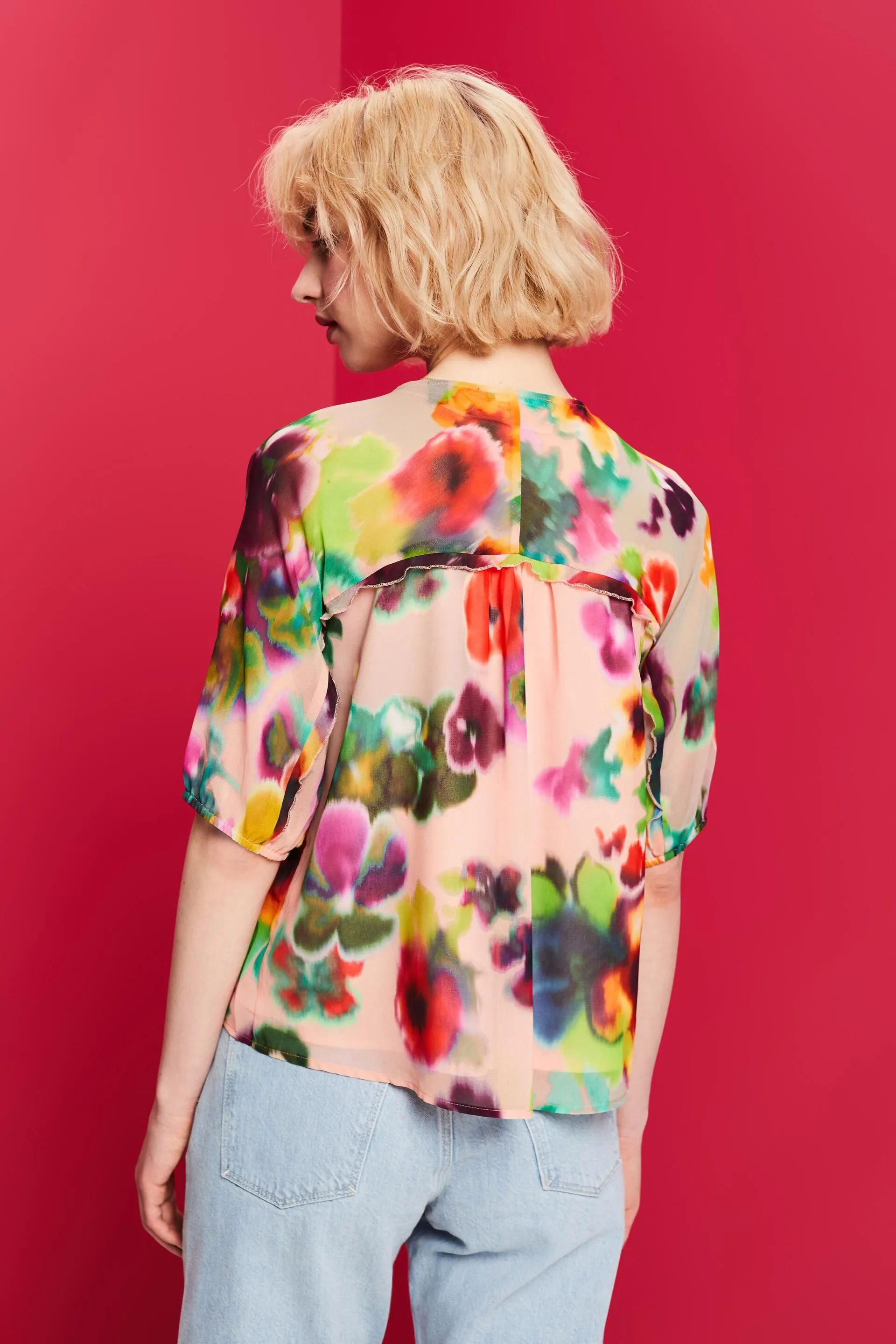 Camicetta in chiffon con stampa floreale