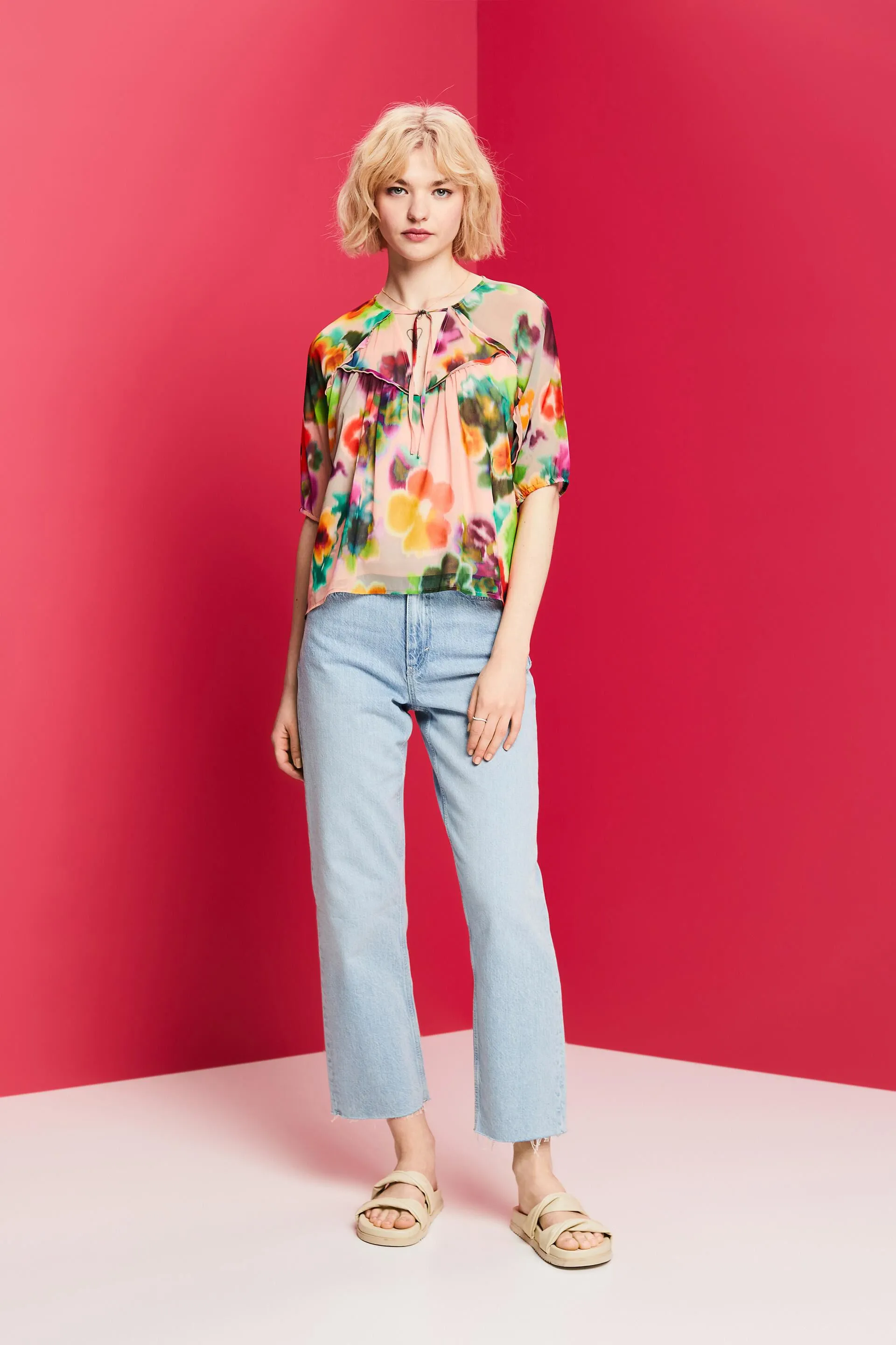 Camicetta in chiffon con stampa floreale