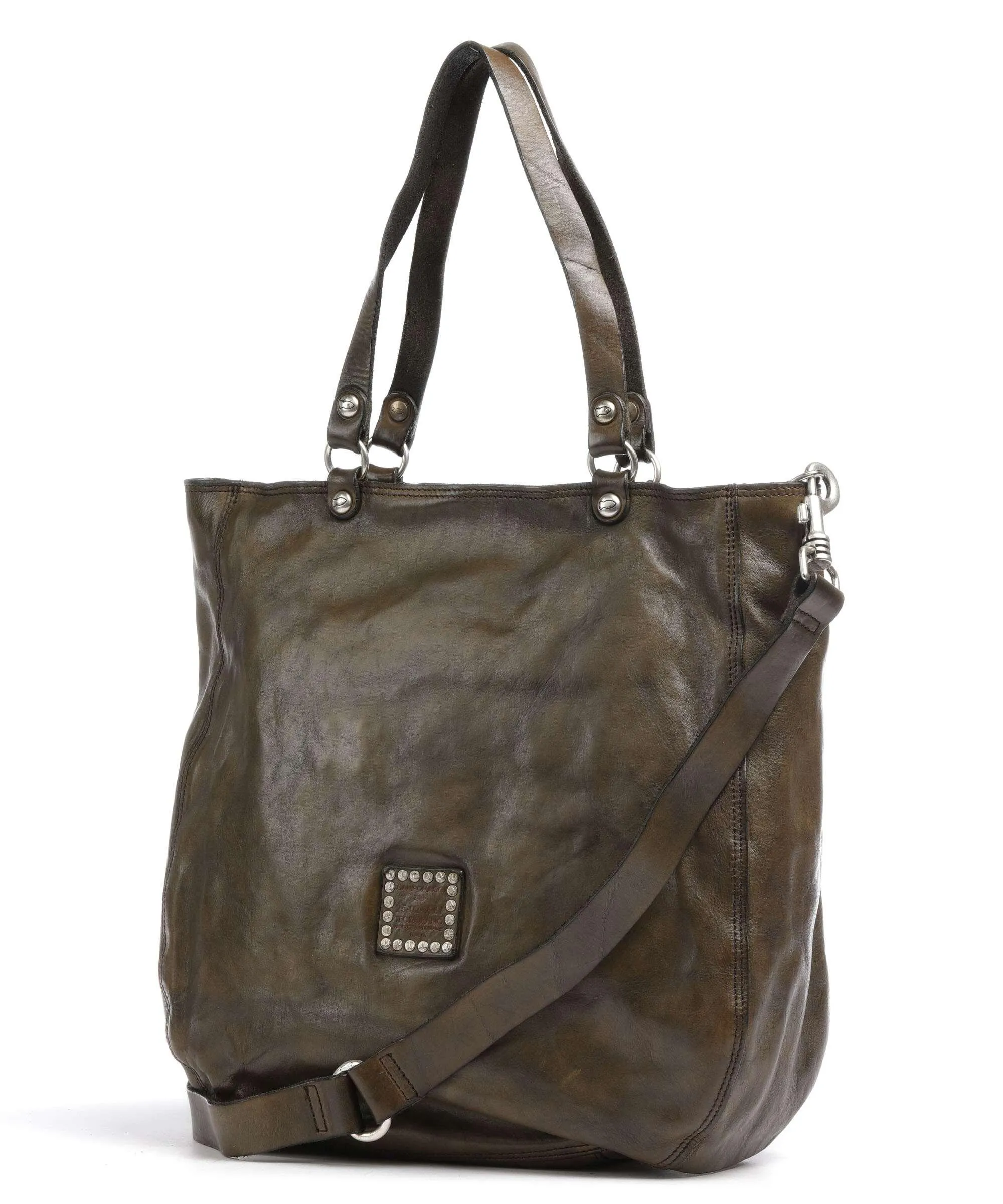  Campomaggi Borsa shopper pelle di vacchetta grana verde-oliva  
