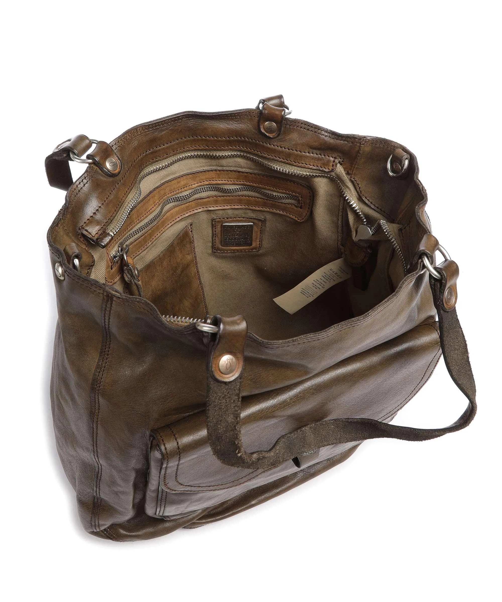  Campomaggi Borsa shopper pelle di vacchetta grana verde-oliva  