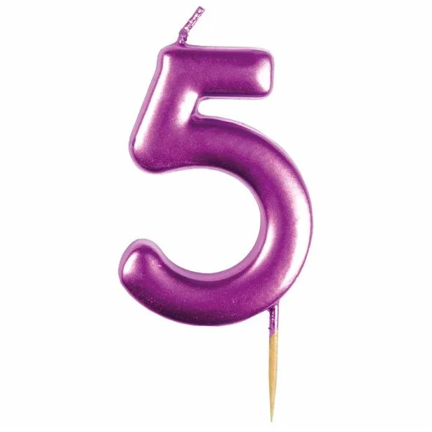 Candela per torta numero 5 rosa metallizzato