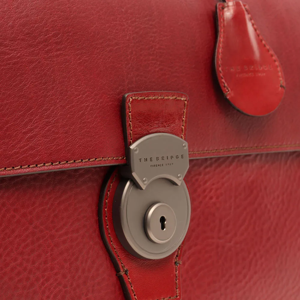 Cartella con Tracolla Porta Pc 13 THE BRIDGE in Pelle Martellata Bordeaux linea Capalbio