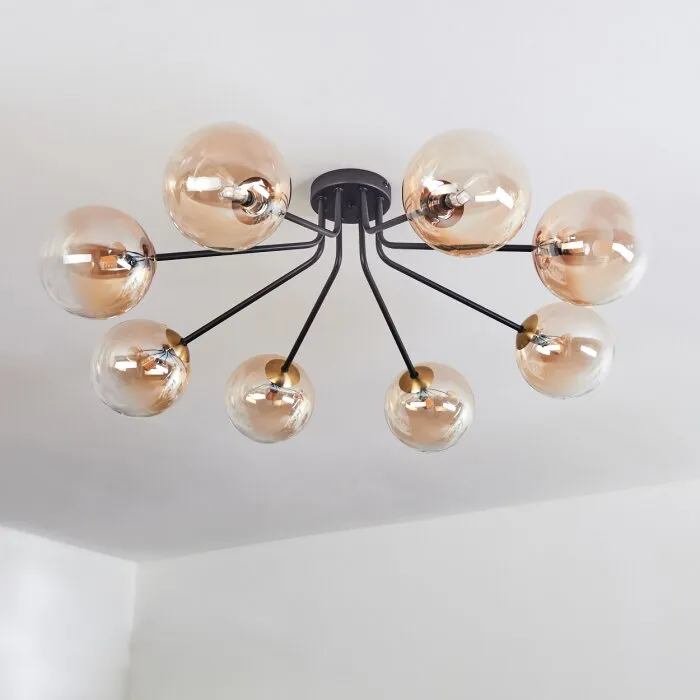 Chehalis Plafoniera - Vetro 15 cm Oro, Nero, 8-Luci