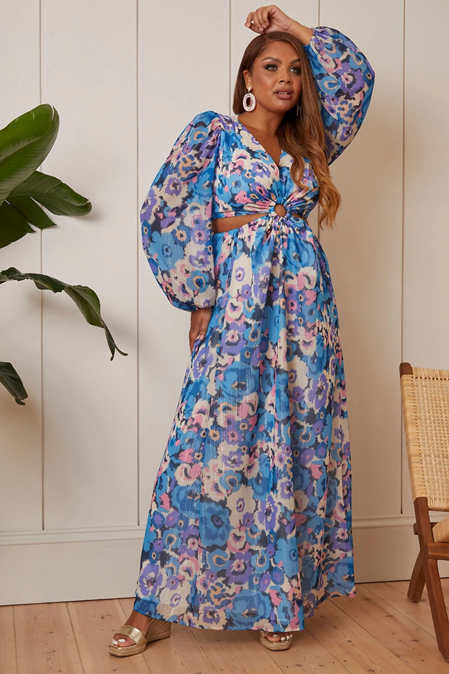 Chi Chi London - Manica lunga Floreale - Abito maxi con anello