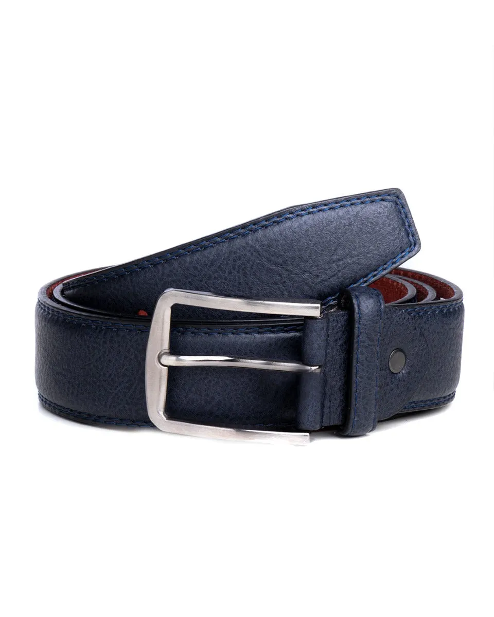 Cintura Uomo Larga Cinta Fibbia in Metallo Regolabile Blu Ecopelle Martellata GIOSAL-A2118A