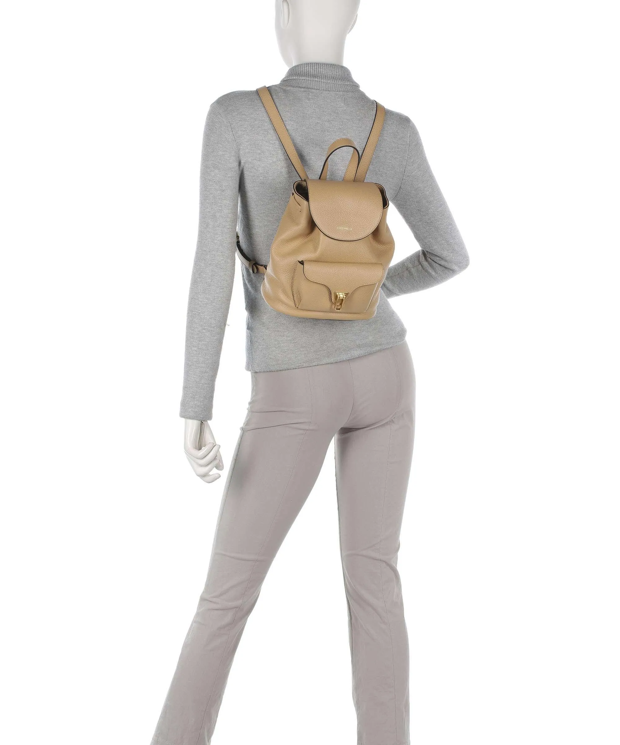 Coccinelle Beat Soft Zaino pelle di vacchetta grana beige  