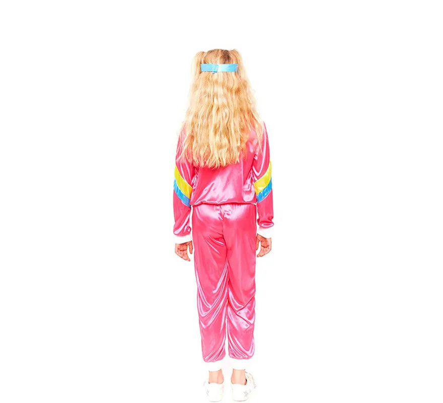 Costume da tuta rosa anni '80 per bambina