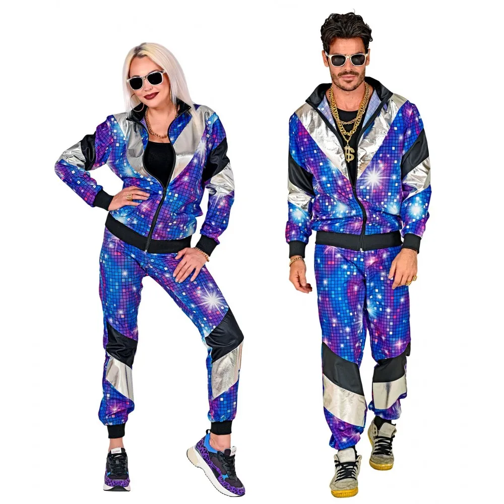 Costume Tuta Anni 80 Disco Unisex per Feste a Tema, Taglia M, Adulto