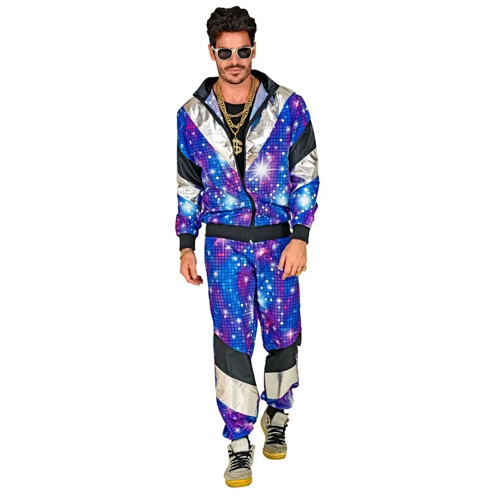 Costume Tuta Anni 80 Disco Unisex per Feste a Tema, Taglia M, Adulto