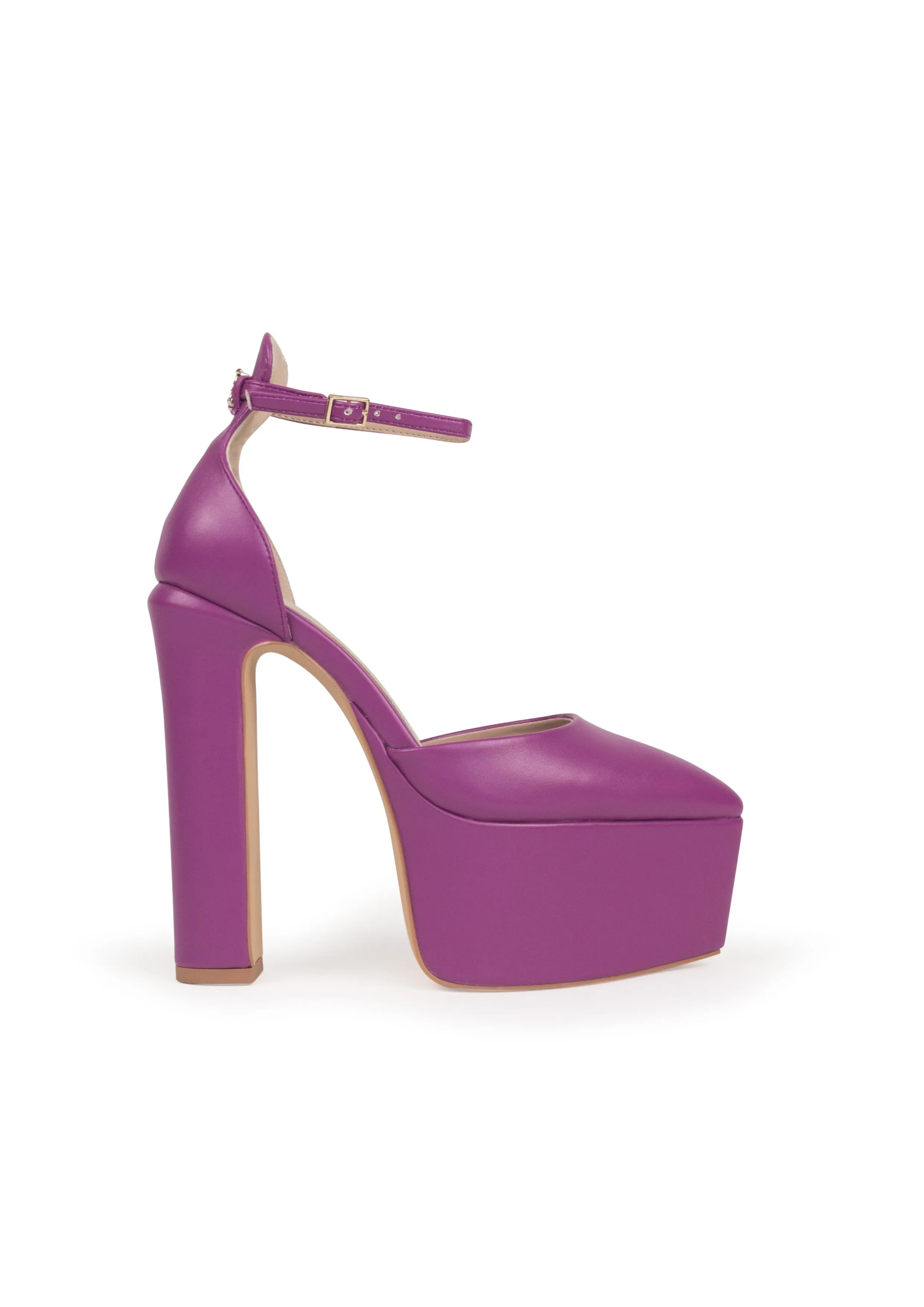 DEVA Viola - Tacchi alti a blocco con plateau décolleté a punta