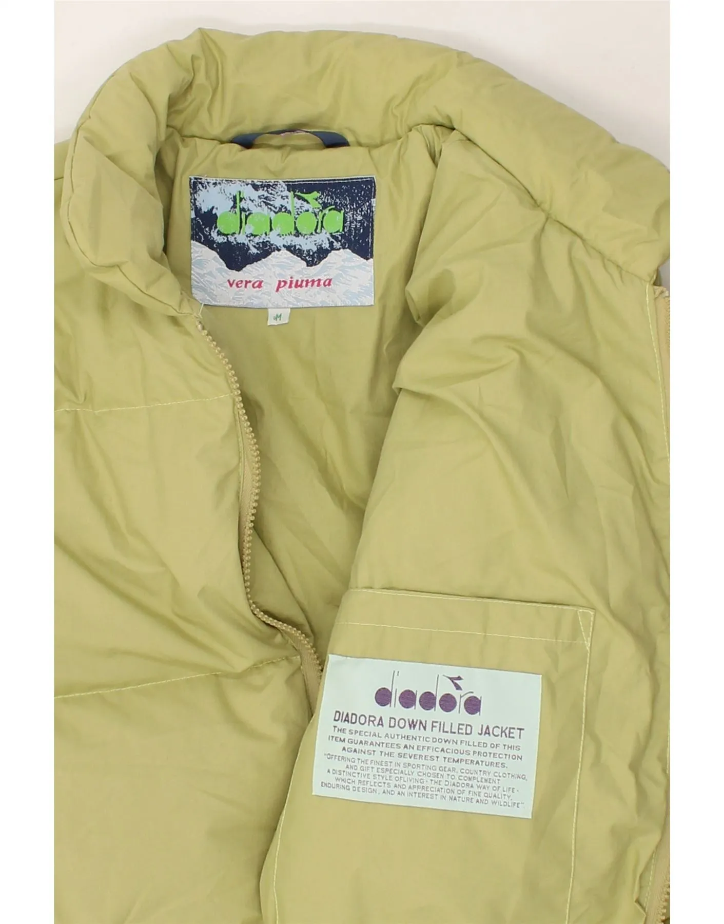 DIADORA Mens Padded Jacket UK 38 Medium Green Polyester