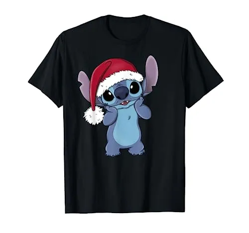Disney Lilo & Stitch Natale Santa Hat Stitch Maglietta