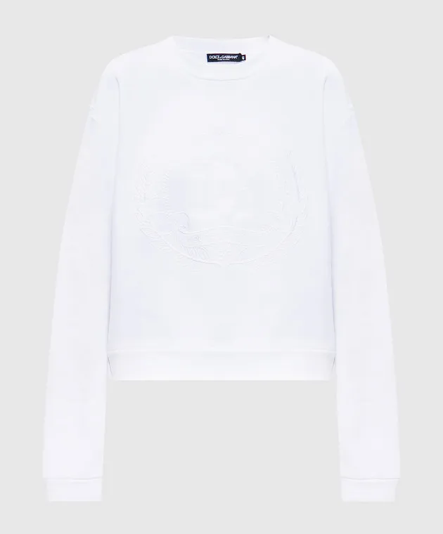 Dolce&Gabbana Felpa bianca con ricamo logo F9S14ZGDCNO