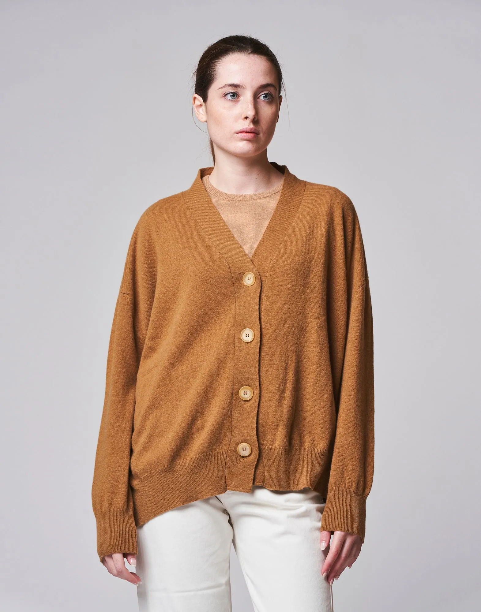 DOUUOD Cardigan ampio in lana e cashmere