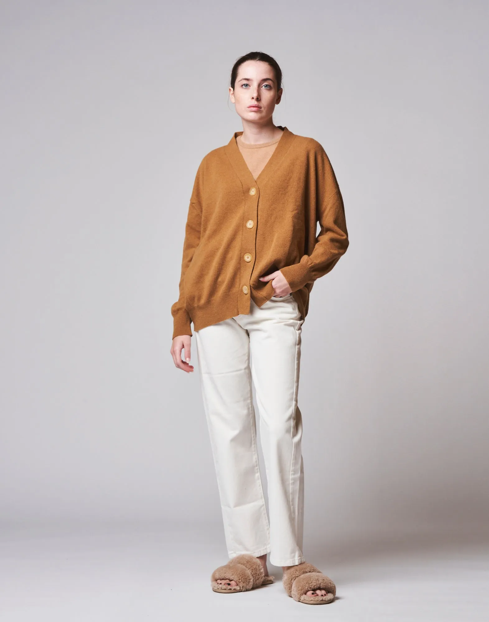 DOUUOD Cardigan ampio in lana e cashmere