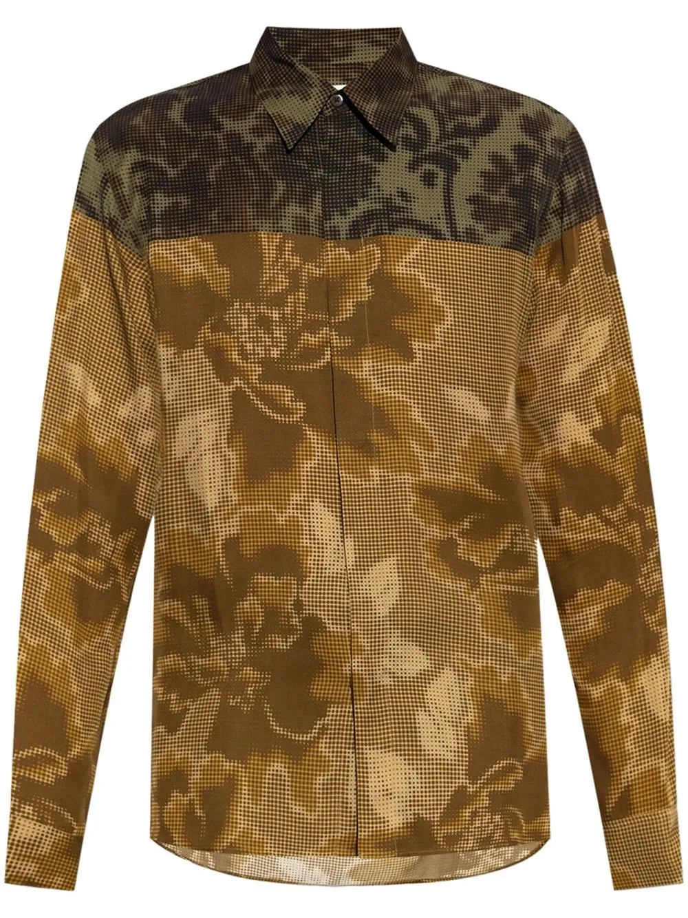 Dries Van Noten camicia con stampa pixel ingegnerizzata contrastante.