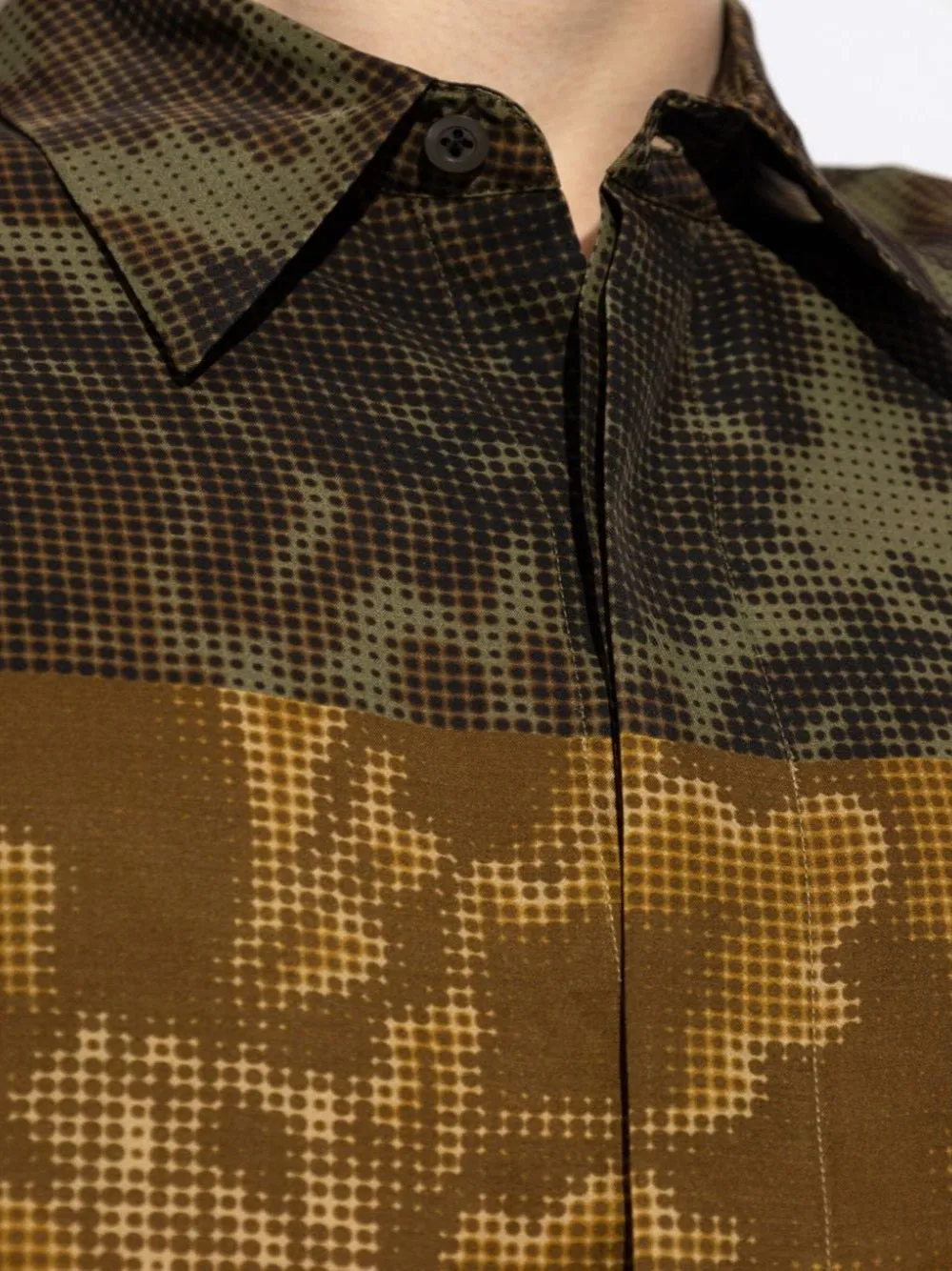 Dries Van Noten camicia con stampa pixel ingegnerizzata contrastante.
