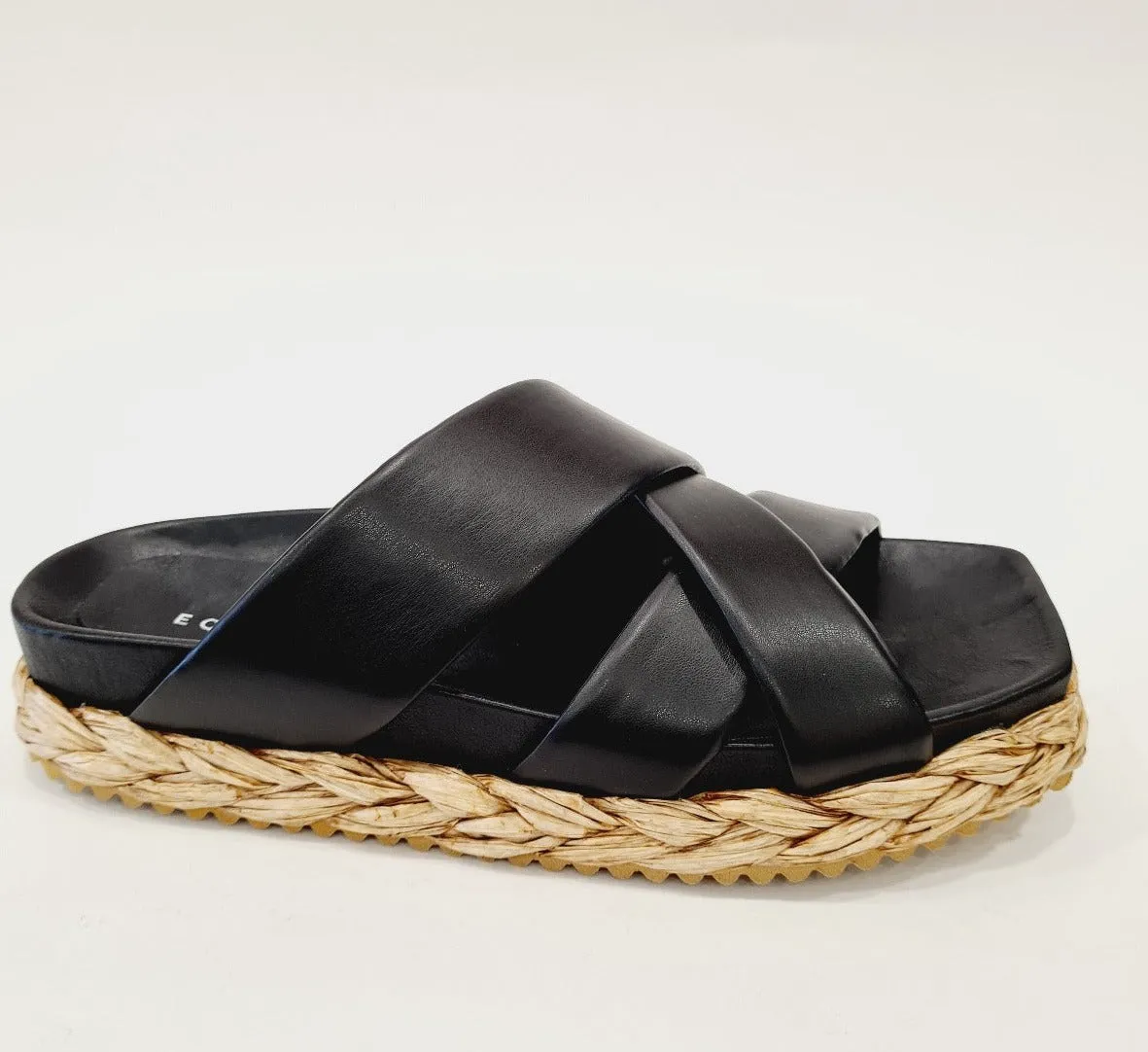 Equitare sandalo zeppa fondo gomma alta 4,5 cm. pelle nero rif.12