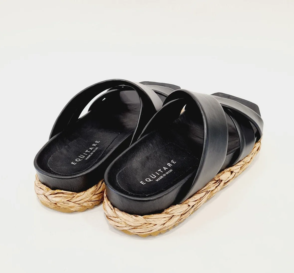 Equitare sandalo zeppa fondo gomma alta 4,5 cm. pelle nero rif.12