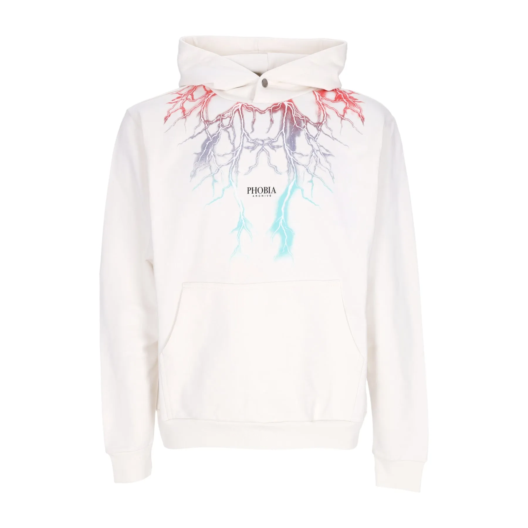 Felpa Cappuccio Uomo Bicolor Lightning Print Hoodie White