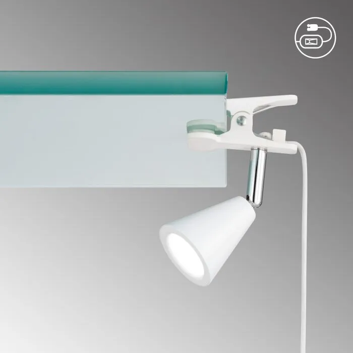 FHL-easy Zirbel Lampada con pinza LED Bianco, 1-Luce