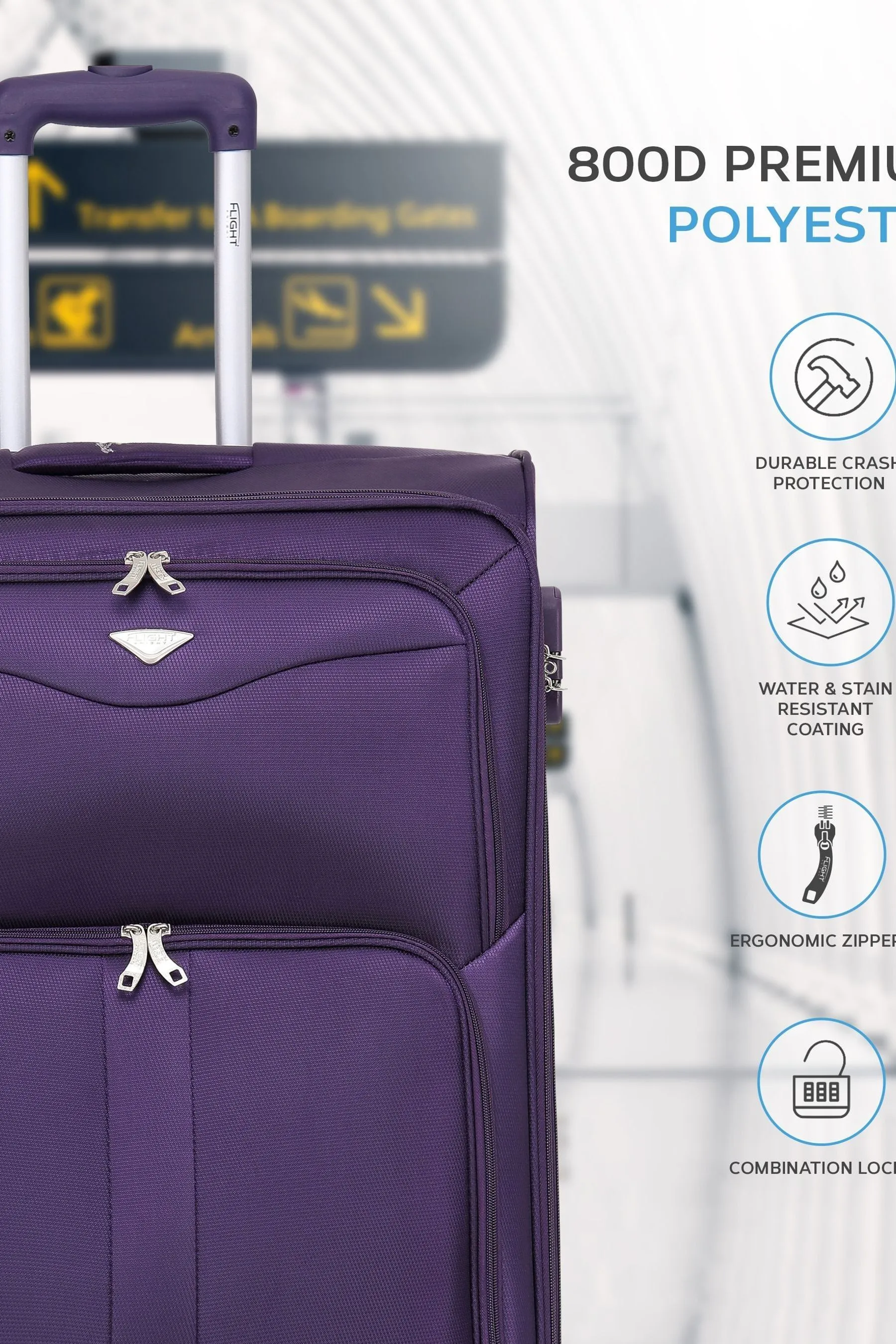 Flight Knight - Valigia A quadri-in media leggera con 4 ruote