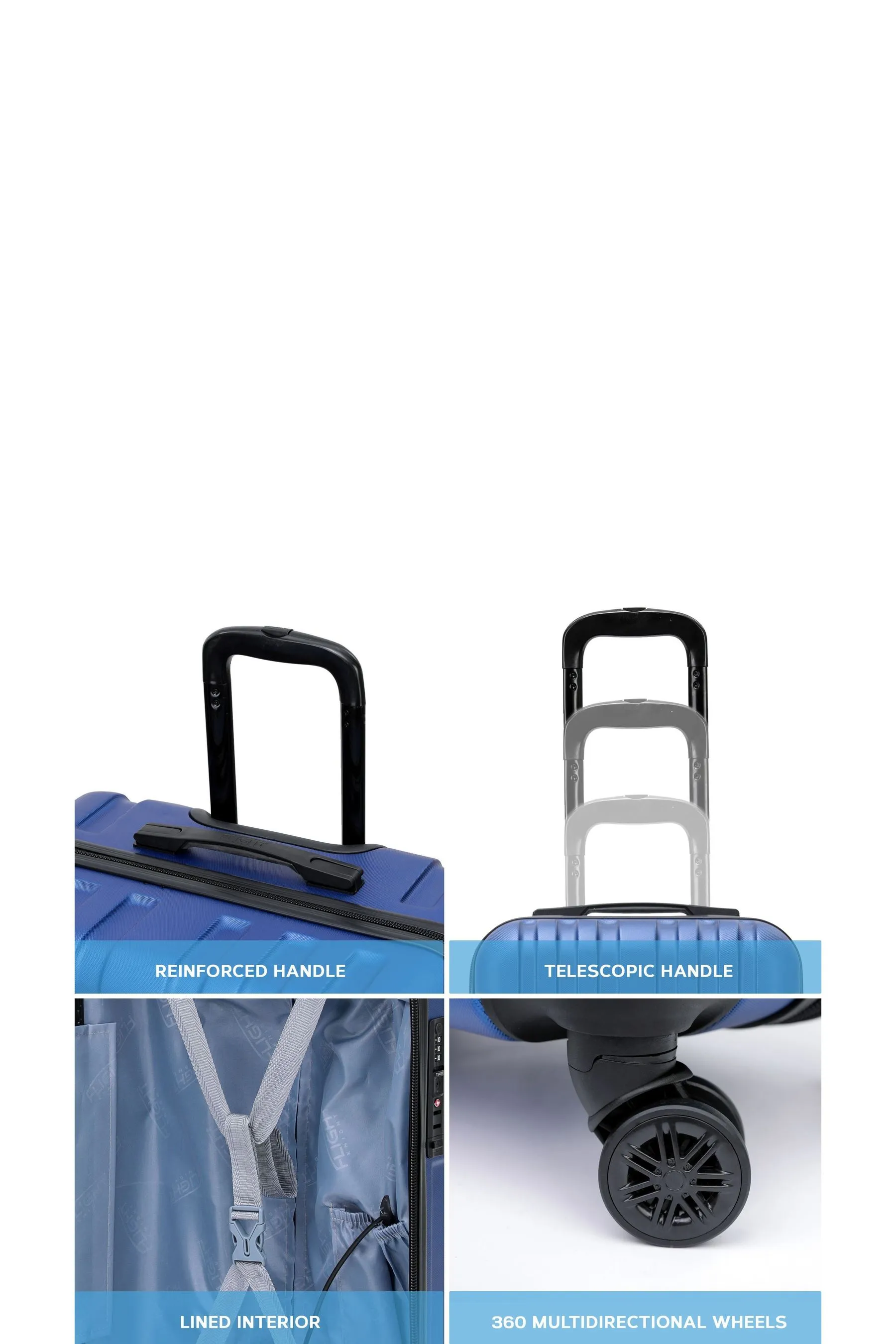 Flight Knight - Valigia grande e leggera A quadri in Nero con 4 ruote