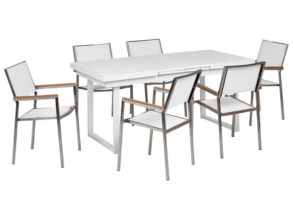 Garden Dining Set 6 Seater VALCANETTO/GROSSETO Metal White