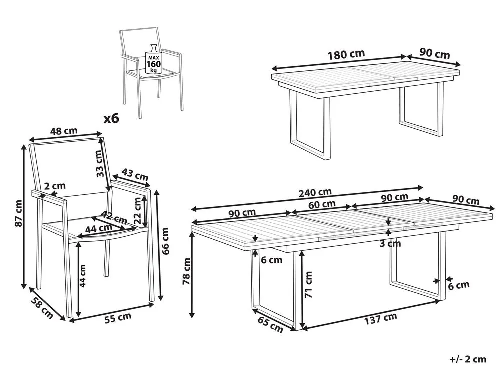 Garden Dining Set 6 Seater VALCANETTO/GROSSETO Metal White