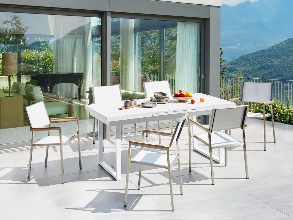 Garden Dining Set 6 Seater VALCANETTO/GROSSETO Metal White