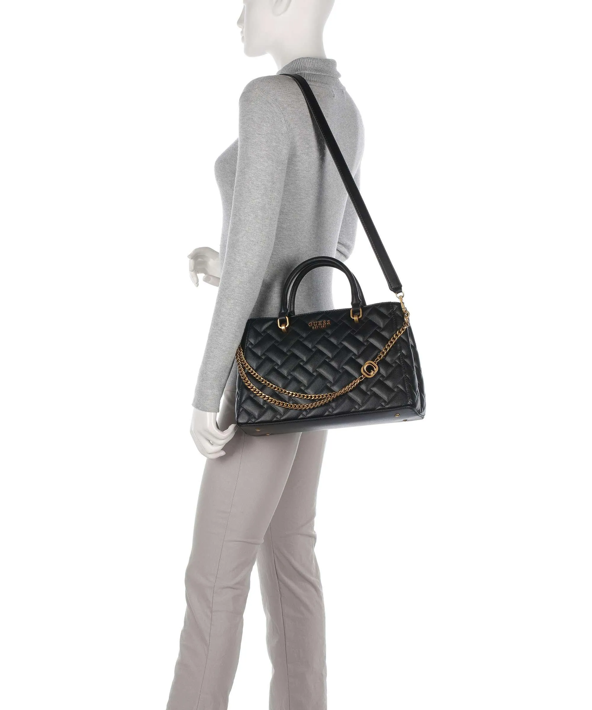  Guess Gracelynn Borsa a mano pelle sintetica nero  