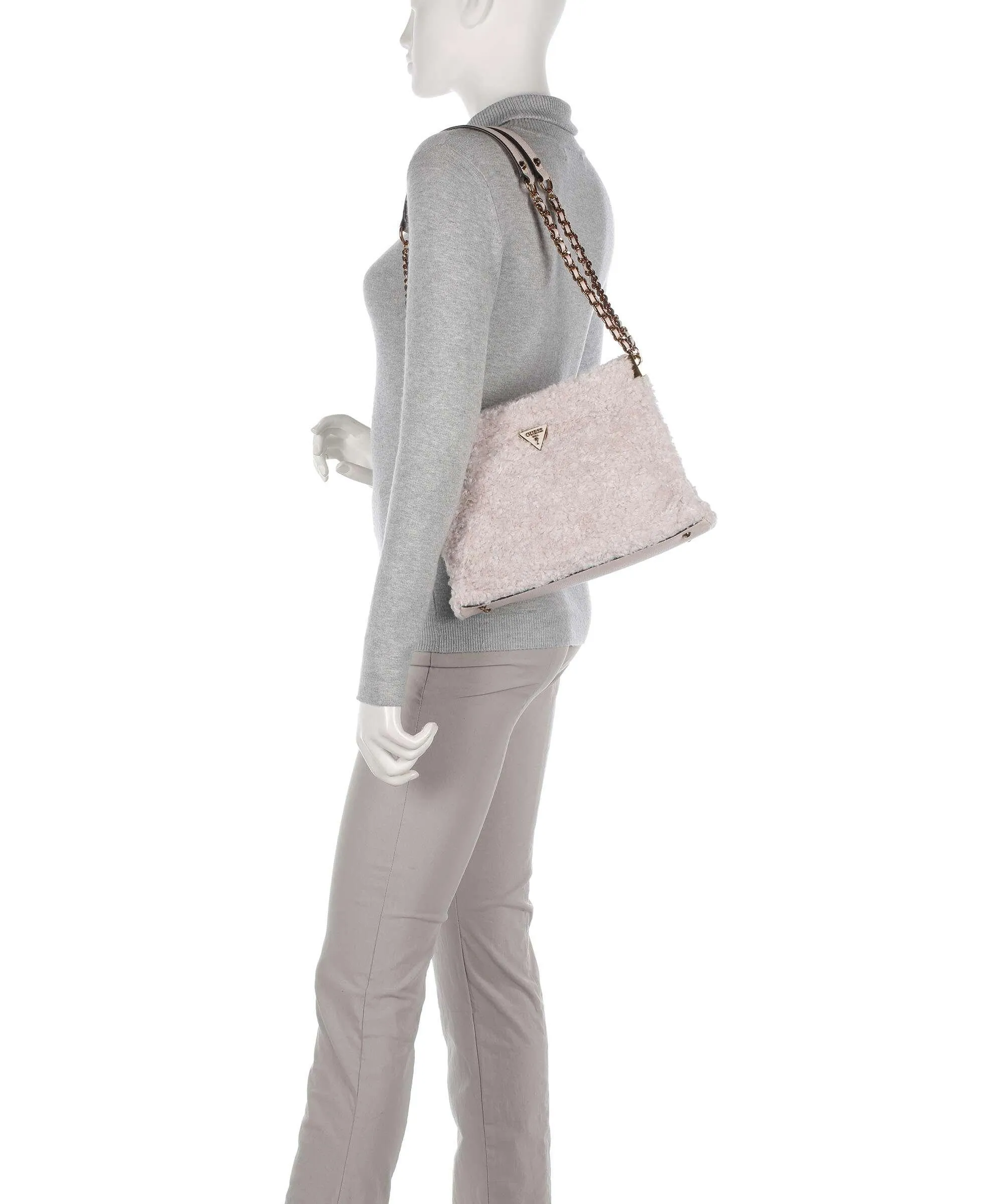 Guess Maranta Borsa a spalla pelle sintetica, eco-pelliccia beige  