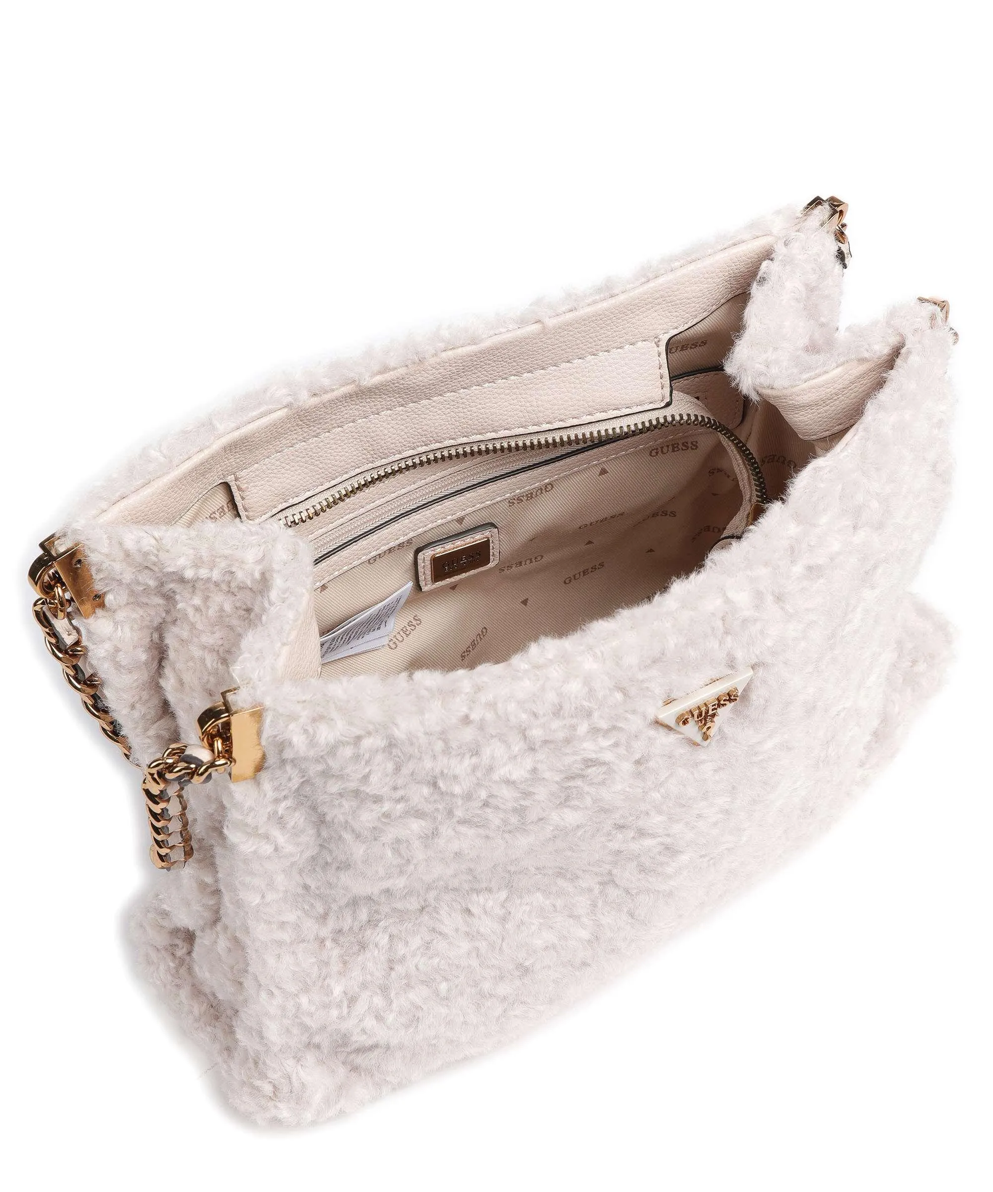  Guess Maranta Borsa a spalla pelle sintetica, eco-pelliccia beige  