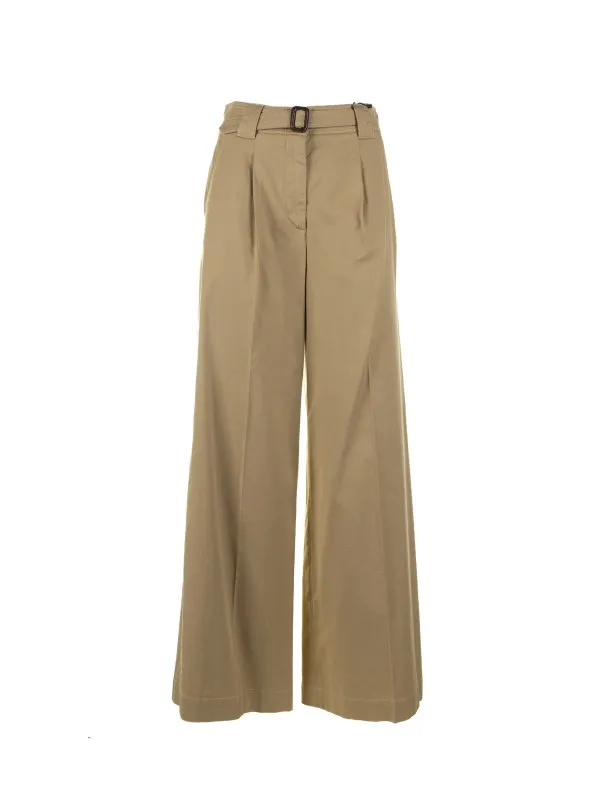 High-waisted trousers with belt