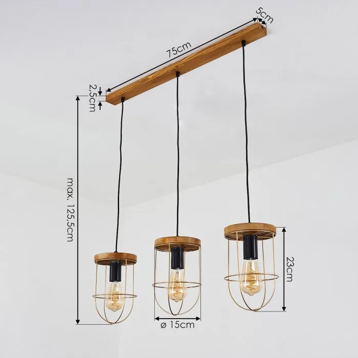 Hodne Lampada a Sospensione Écru, Nero, 3-Luci